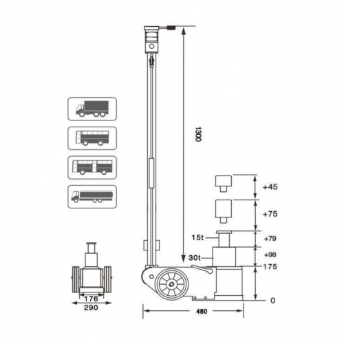 Podnośnik pneumatyczno-hydrauliczny S30-2E, SNIT (ST-S30-2E)