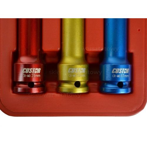 Zestaw 3 nasadek długich 1/2" w osłonie (RAYA-AS-042B)