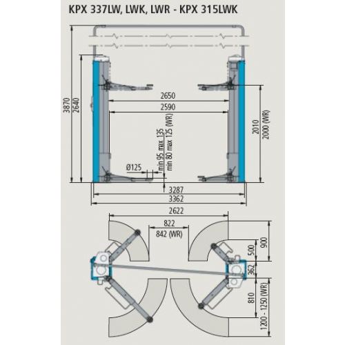Podnośnik śrubowy dwukolumnowy Ravaglioli KPX 337LW (RAKPX337LW)
