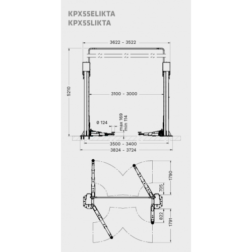 Podnośnik dwukolumnowy Ravaglioli KPX 55 LIKTA (5.5T) (RAV.KPX55.198945)